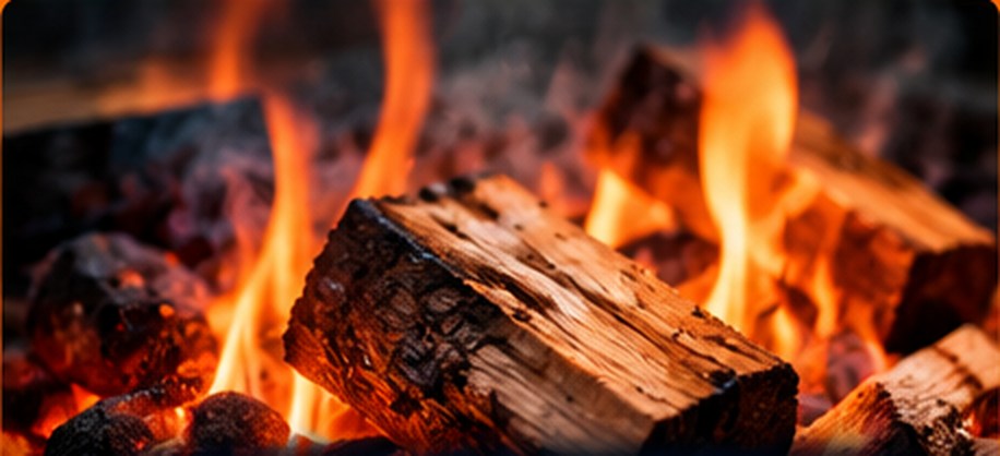 Warm glowing barbecue fire