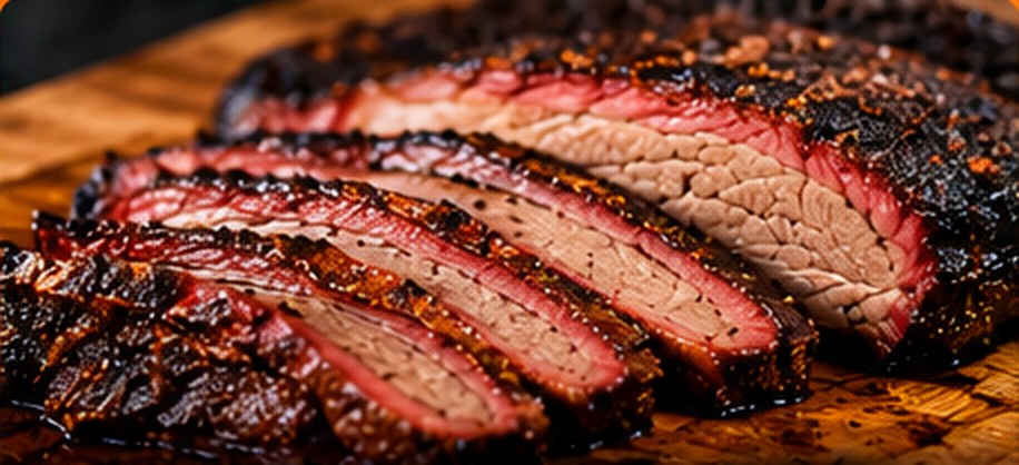 Sliced smoked brisket